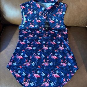 Womens Navy Flamingo Golf Gods tank